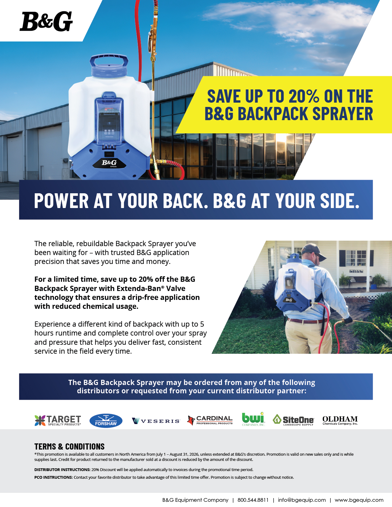B&G Backpack Promotion Details - save up to 20%